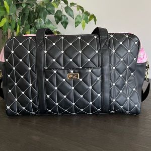 Black & White heart spotted Betsey Johnson overnight bag